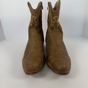 Global Win Womens Tan Western Ankle Boots Embroidery Side Zip 25YY01 Size 8